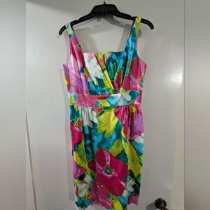 Donna Morgan Sheath Dress - Size 6 - Tropical Watercolor Floral